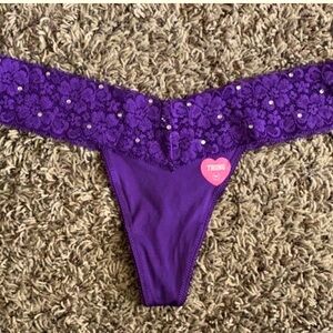 New vintage PINK rhinestones Thong